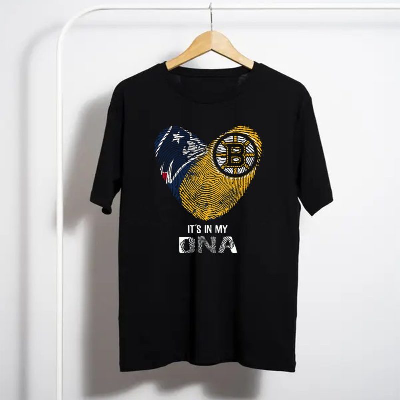Patriots Bruins Heart Its In My Dna Fingerprint T Shirt T Shirt 1