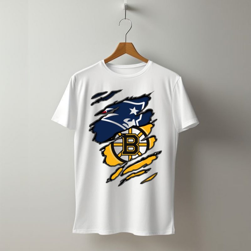 Patriots Bruins New England Football Boston Hockey Fan Collaboration T Shirt T Shirt 1