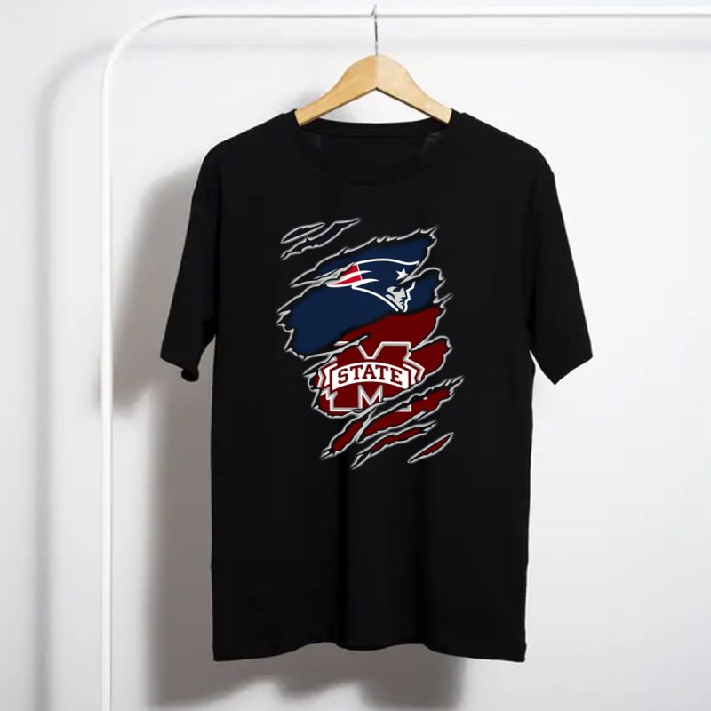 Patriots Face And Ms State Logo Claw Rips T Shirt T Shirt 1