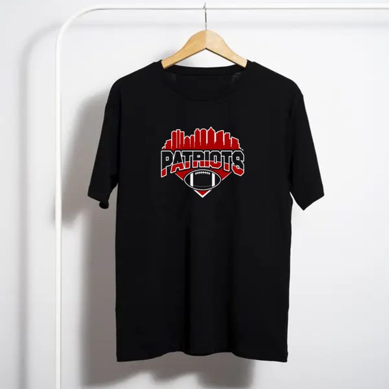 Patriots Football Team Skyline Heart With Football Image T Shirt T Shirt 1