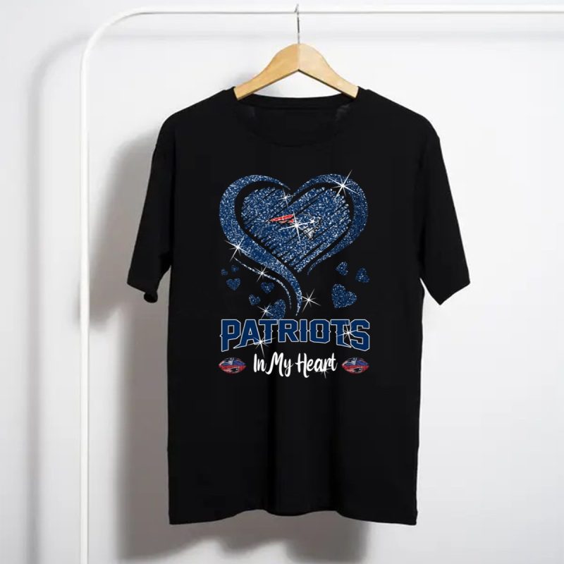 Patriots In My Heart New England Football Sparkle Hearts T Shirt T Shirt 1