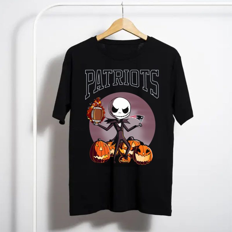 Patriots Jack Skellington Halloween New England Football Pumpkins T Shirt T Shirt 1