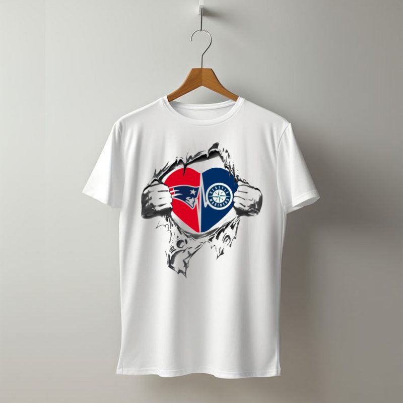 Patriots Mariners Heart Split Seattle Mariners And Patriots T Shirt T Shirt 1