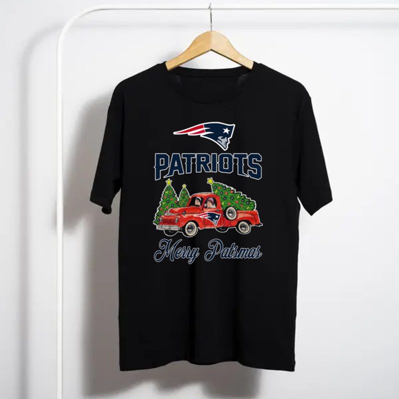 Patriots Merry Patsmas With Tom Brady And Bill Belichick Truck And Christmas Trees T Shirt T Shirt 1