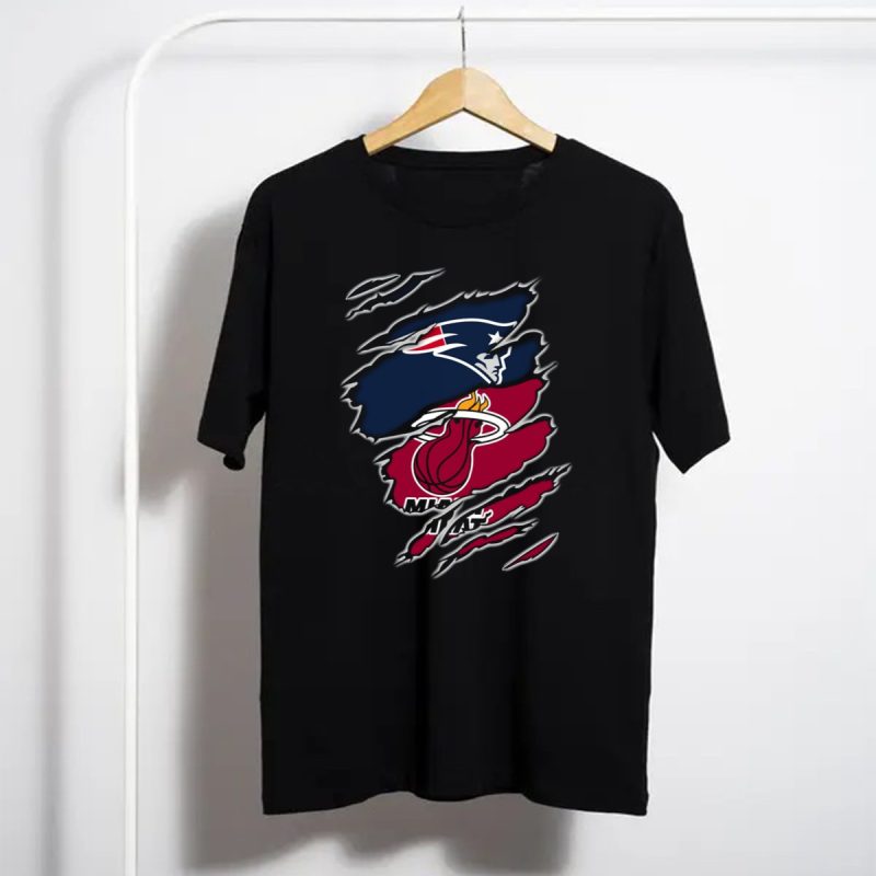 Patriots Miami Heat Logos Combined T Shirt T Shirt 1