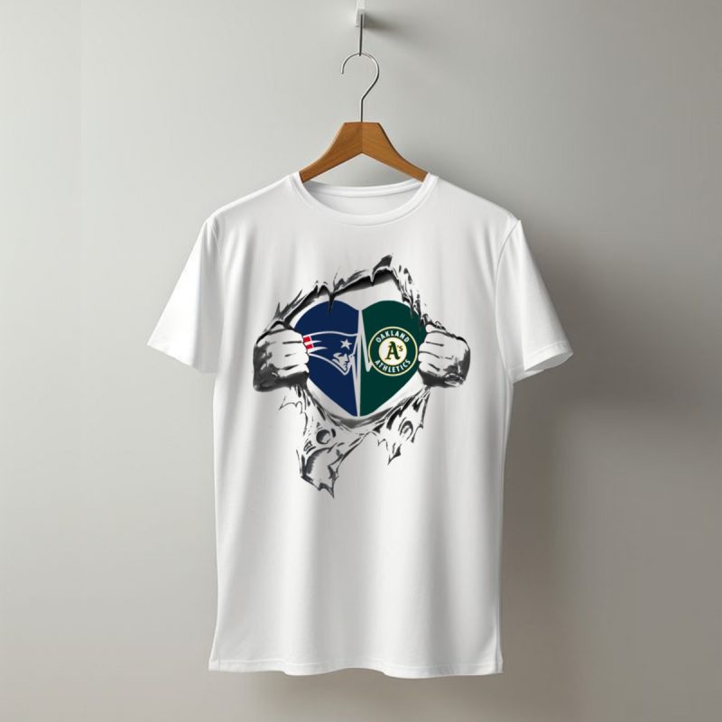 Patriots Oakland Athletics Heart Logo Burst T Shirt T Shirt 1