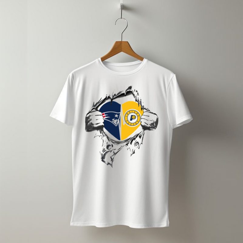 Patriots Pacers Heart Split Loyalty Ripped T Shirt T Shirt 1