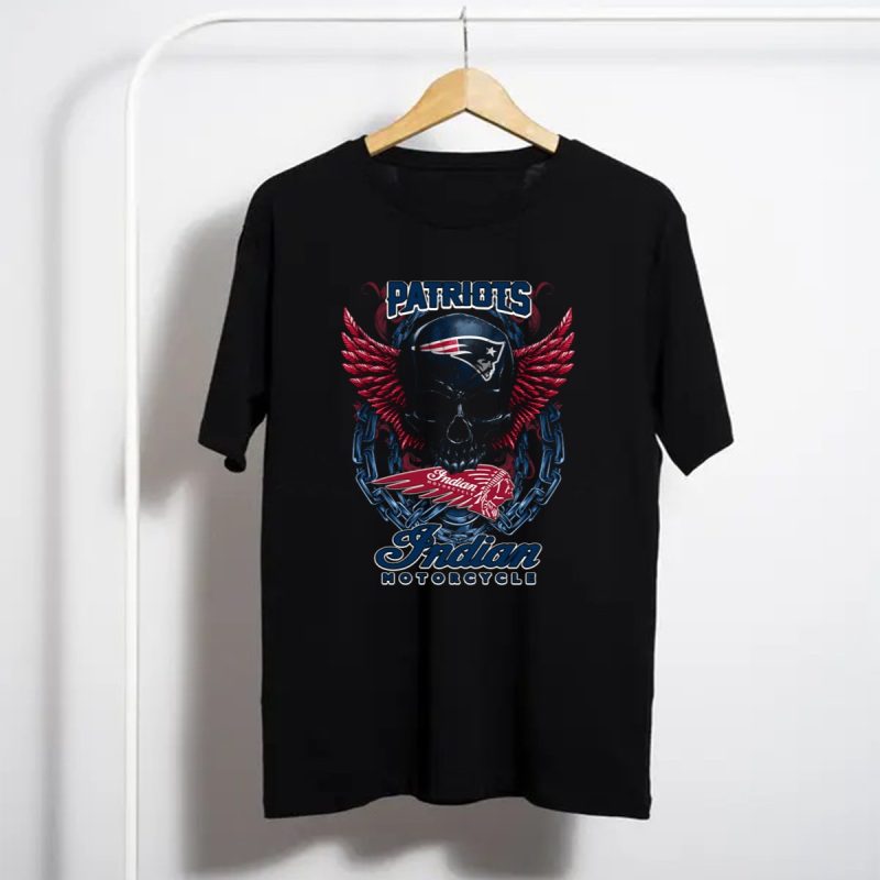 Patriots Skull With Indian Motorcycle Wings And Chains T Shirt T Shirt 1