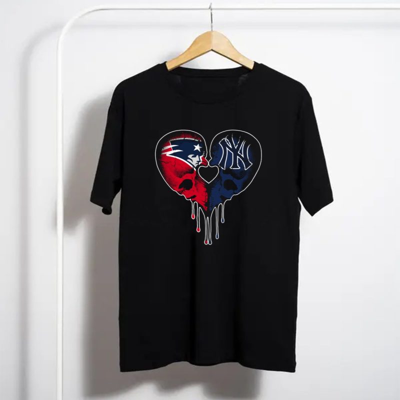 Patriots Yankees Skull Heart Fusion T Shirt T Shirt 1