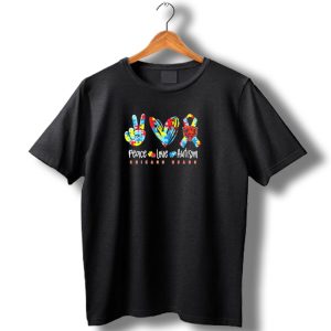 Peace Love Autism Chicago Bears Nfl Support Puzzle T Shirt