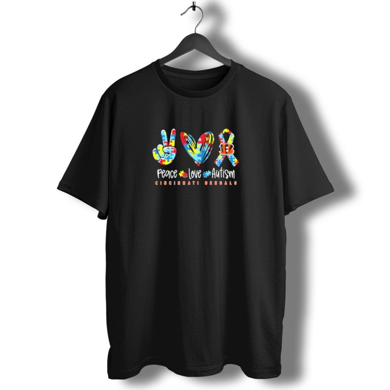 Peace Love Autism Cincinnati Bengals Nfl Puzzle T Shirt 1 T Shirt 1