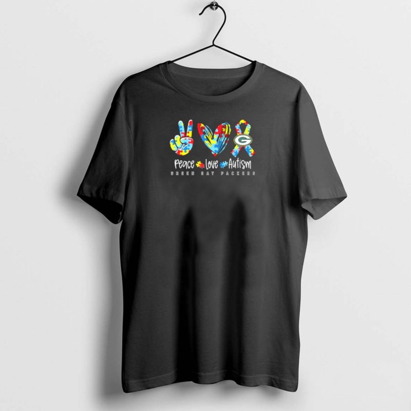Peace Love Autism Green Bay Packers T Shirt 1 1 T Shirt 1 1