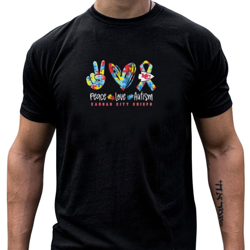 Peace Love Autism Kansas City Chiefs Puzzles T Shirt T Shirt 1 1