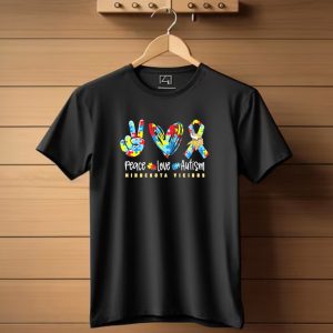 Peace Love Autism Minnesota Vikings T Shirt