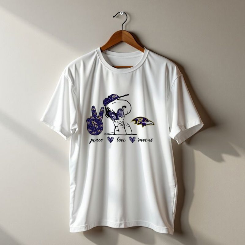 Peace Love Baltimore Ravens Snoopy Ravens T Shirt 1 T Shirt 1