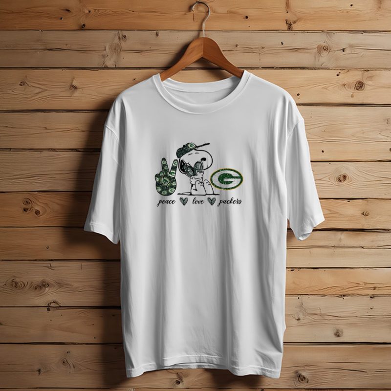 Peace Love Green Bay Packers Snoopy Vintage Football Fan T Shirt T Shirt 1 1