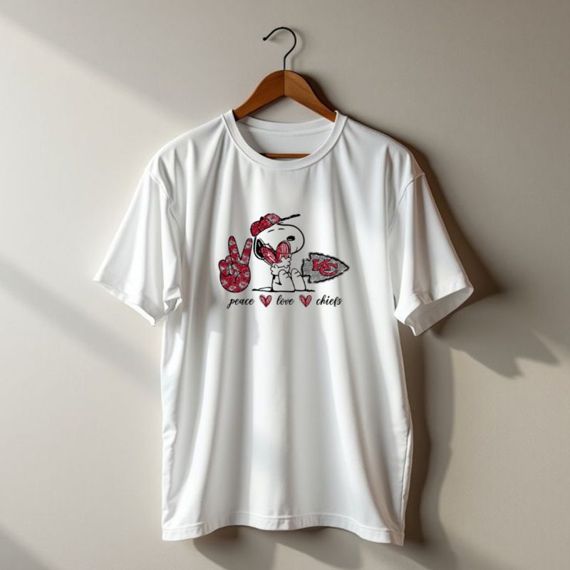 Peace Love Kansas City Chiefs Snoopy Football Fan T Shirt T Shirt 1 1