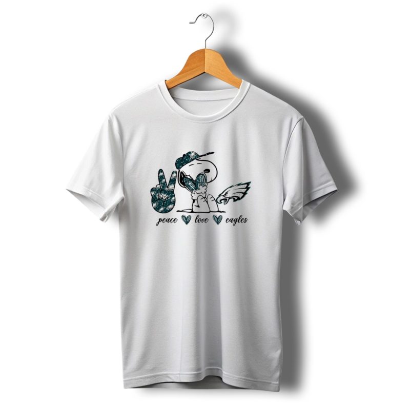 Peace Love Philadelphia Eagles Peanuts Snoopy Football Fan T Shirt T Shirt 1 1
