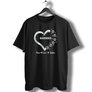 Peace Love Raiders Heart Las Vegas Raiders T-Shirt