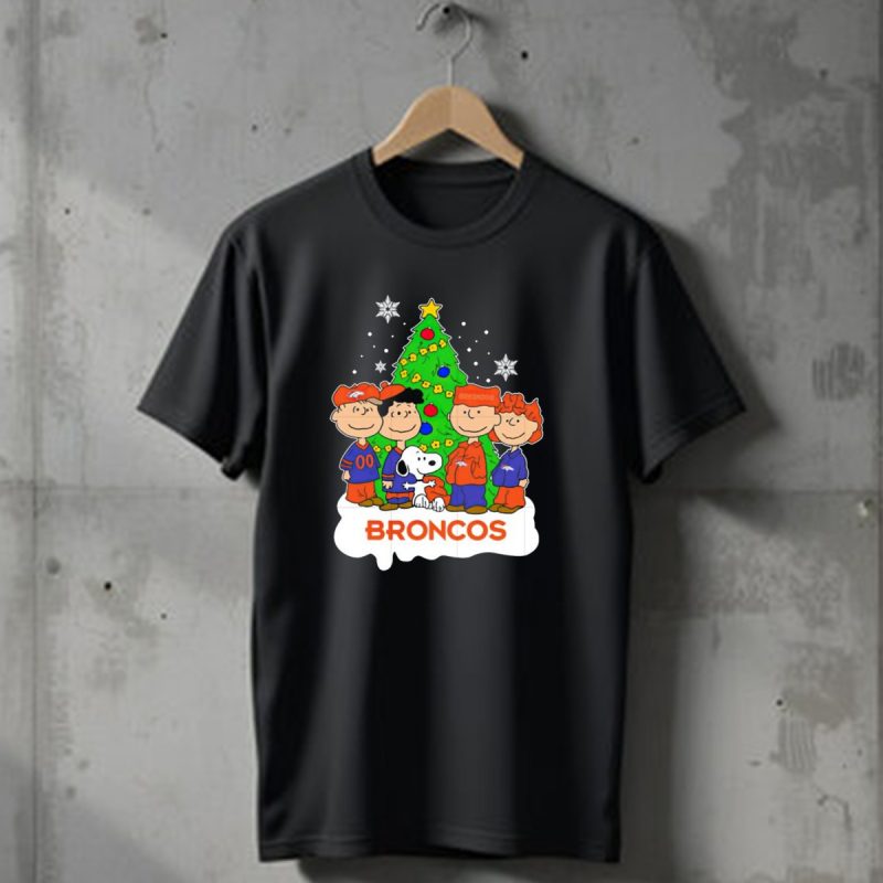Peanuts Characters Denver Broncos Christmas Tree Scene T Shirt 1 T Shirt 1