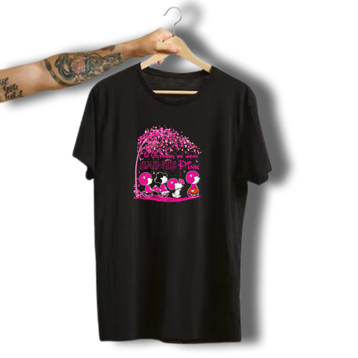 Peanuts-Characters-In-October-We-Wear-Saints-Pink-Breast-Cancer-Awareness-T-Shirt-1_t-shirt-3_4