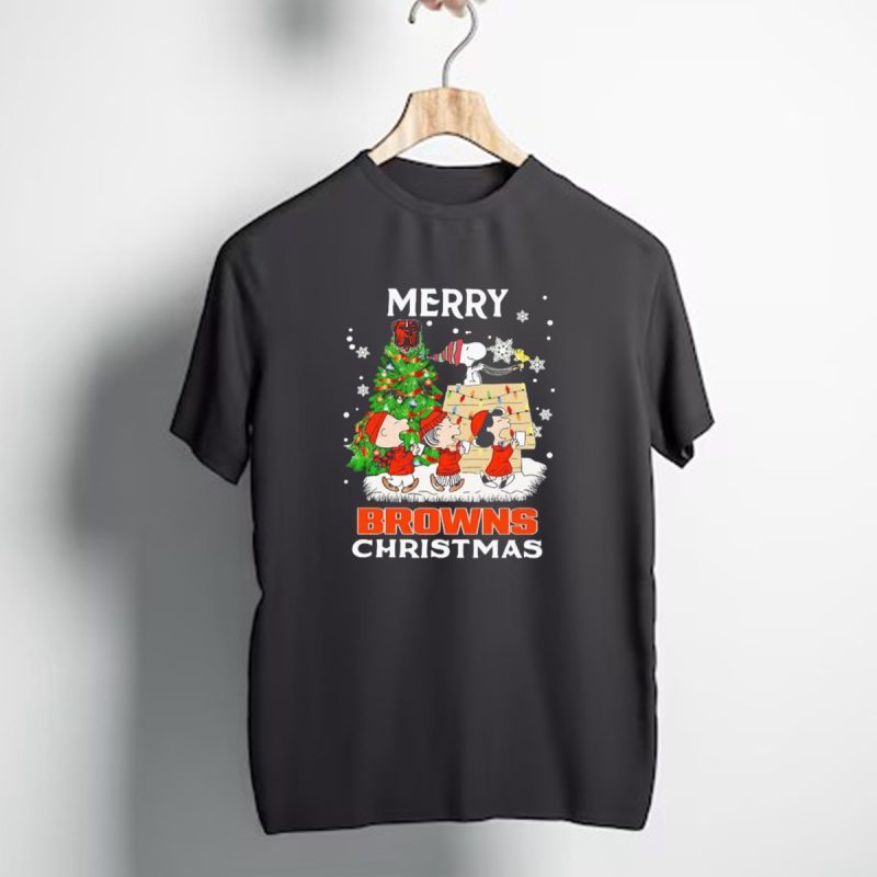 Peanuts Characters Merry Browns Christmas Cleveland Browns T Shirt 1 T Shirt 1