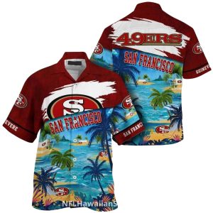 Personalized 49ers Blue Ocean Tropical Hawaiian Shirt