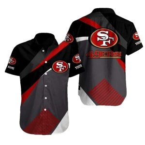 Personalized 49ers Bold Diagonal Stripe Black And Grey Hawaiian Shirt