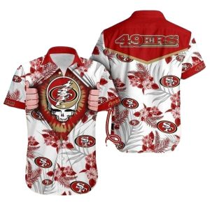 Personalized 49ers Grateful Dead White And Red Hawaiian Shirt