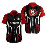Personalized 49ers Logo Speed Rush Sleek Black Pattern Hawaiian Shirt