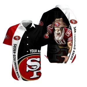 Personalized 49ers Mascot Pride Color Split Hawaiian Shirt