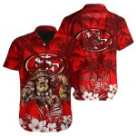 Personalized 49ers Red Zone Rush Tropical Warrior Hawaiian Shirt