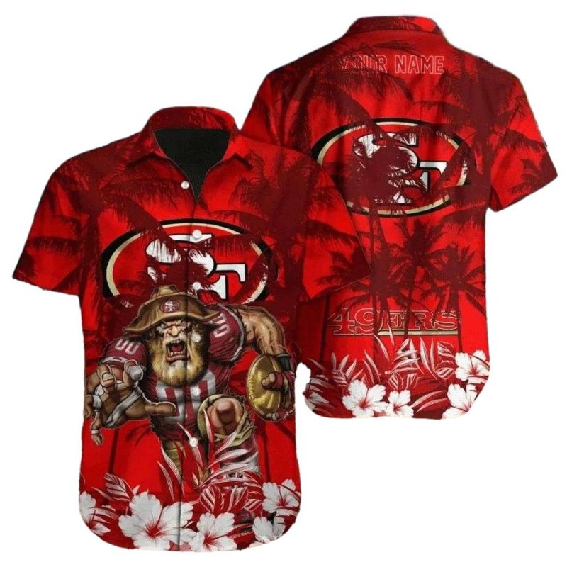 Personalized 49Ers Red Zone Rush Tropical Warrior Hawaiian Shirt 1