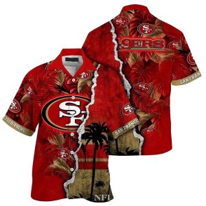 Personalized 49ers Sunset Stripe Red Hawaiian Shirt