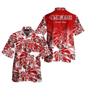 Personalized 49ers Swirling Logo Red And White Hawaiian Shirt