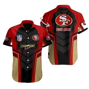 Personalized 49ers Victory Gold Stripe Champion Hawaiian Shirt