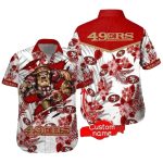 Personalized 49ers Warrior Spirit White Floral Hawaiian Shirt