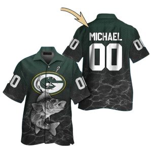 Personalized Angler's Dream Green Bay Packers Fishing Theme Hawaiian Shirt