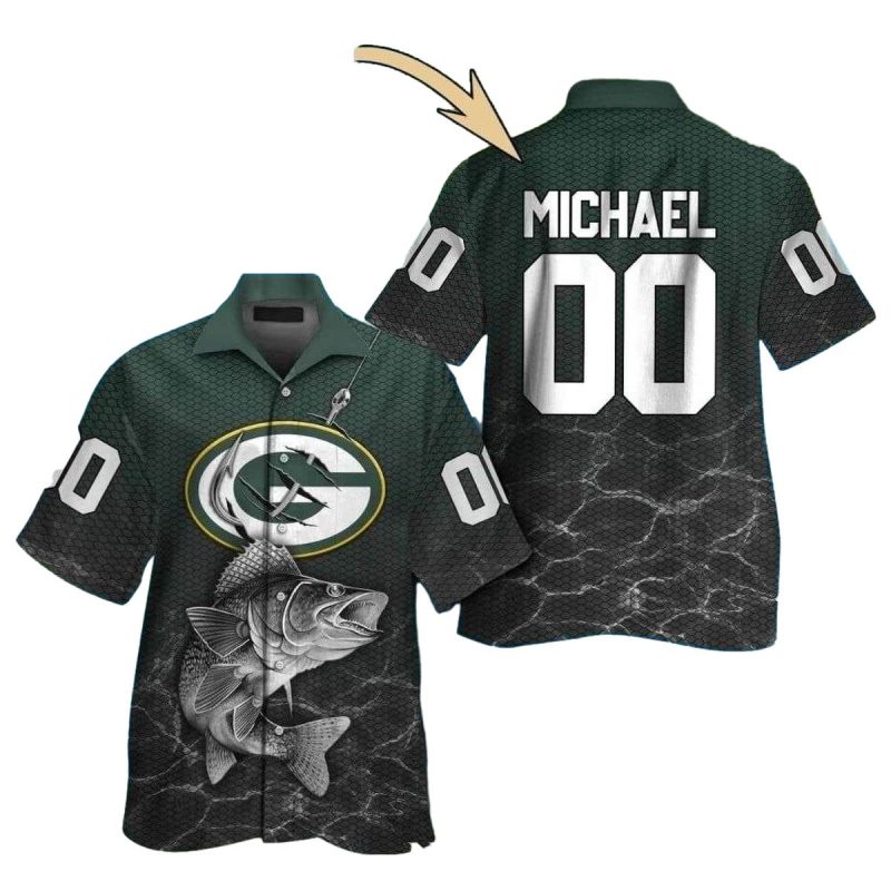 Personalized Anglers Dream Green Bay Packers Fishing Theme Hawaiian Shirt 1