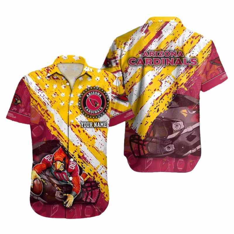 Personalized Arizona Cardinals American Flag And Mascot Hawaiian Shirt 1