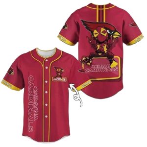 Personalized Arizona Cardinals And Deadpool Baseball Jersey