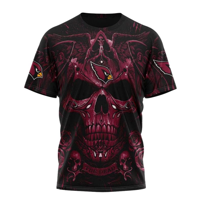 Personalized Arizona Cardinals Angel Skull Halloween Aop T Shirt 1