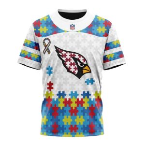 Personalized Arizona Cardinals Autism Awareness White AOP T Shirt