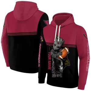 Personalized Arizona Cardinals Baby Groot Red Black AOP Hoodie