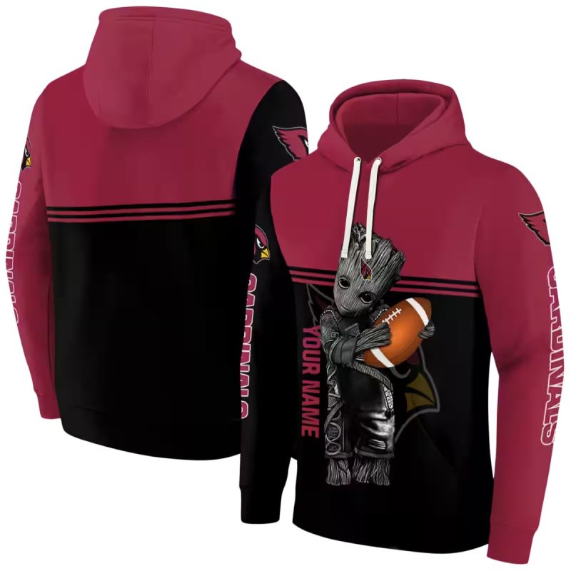Personalized Arizona Cardinals Baby Groot Red Black Aop Hoodie 1