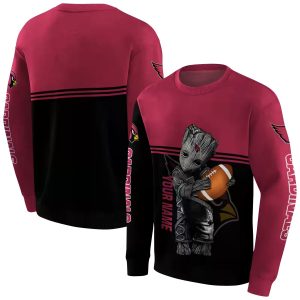 Personalized Arizona Cardinals Baby Groot Red Black AOP Sweatshirt