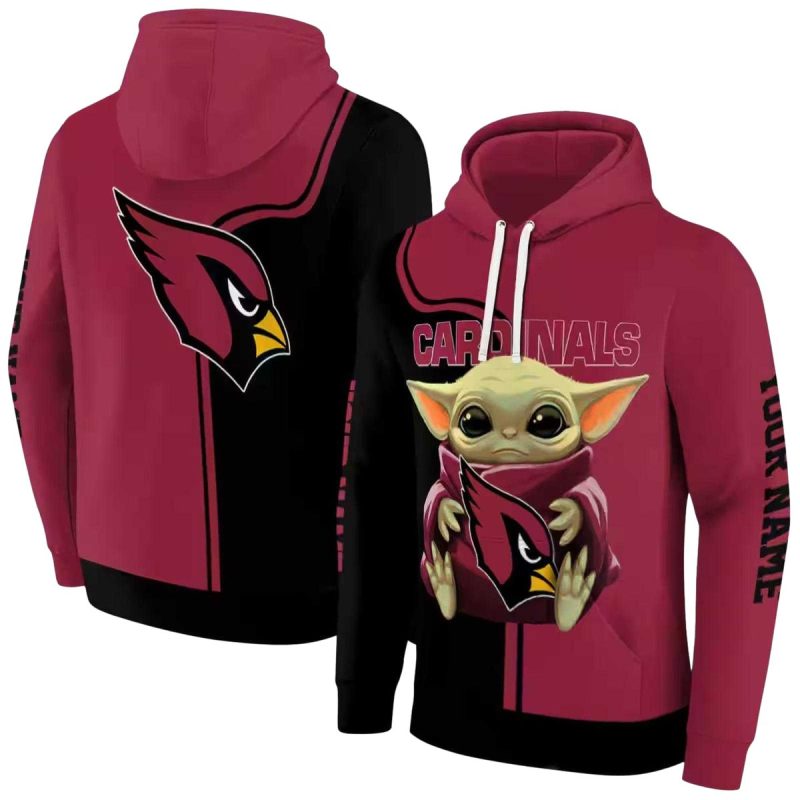 Personalized Arizona Cardinals Baby Yoda Red Black Aop Hoodie 1
