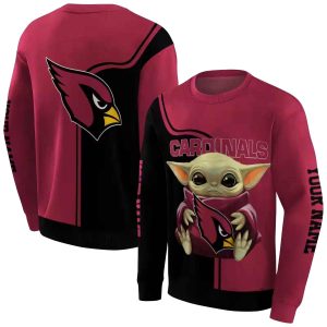 Personalized Arizona Cardinals Baby Yoda Red Black AOP Sweatshirt