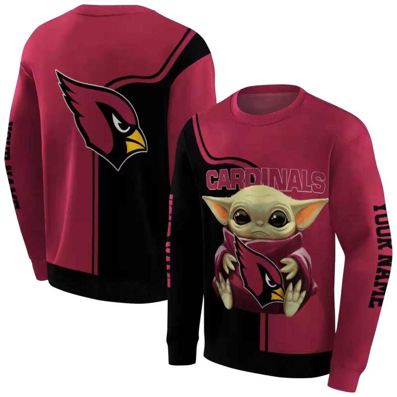 Personalized Arizona Cardinals Baby Yoda Red Black Aop Sweatshirt 1