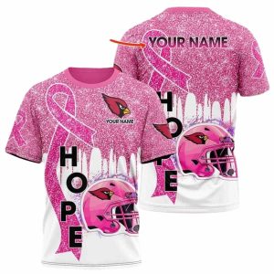 Personalized Arizona Cardinals Breast Cancer HOPE AOP T Shirt